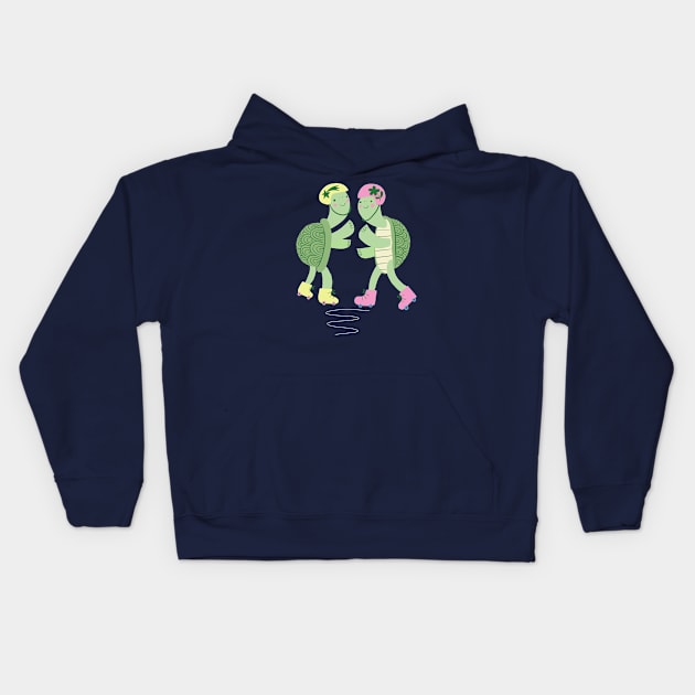 Turtles on Rollerskates Kids Hoodie by Rebelform